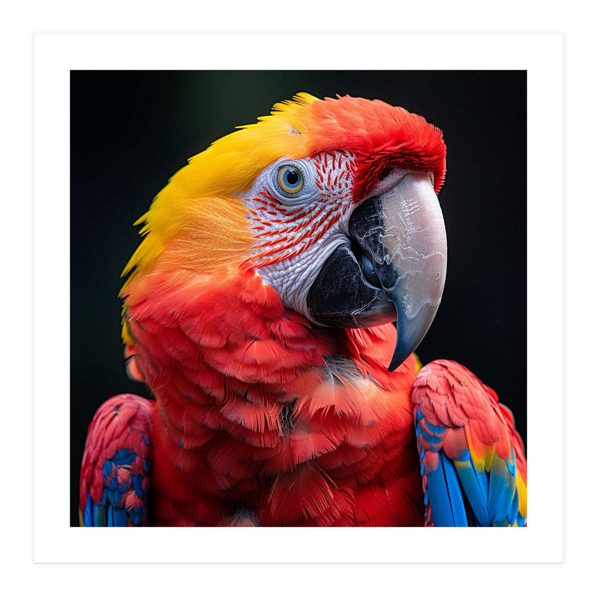 Scarlet Macaw Parrot Headshot Vibrant Colors (Print Only)