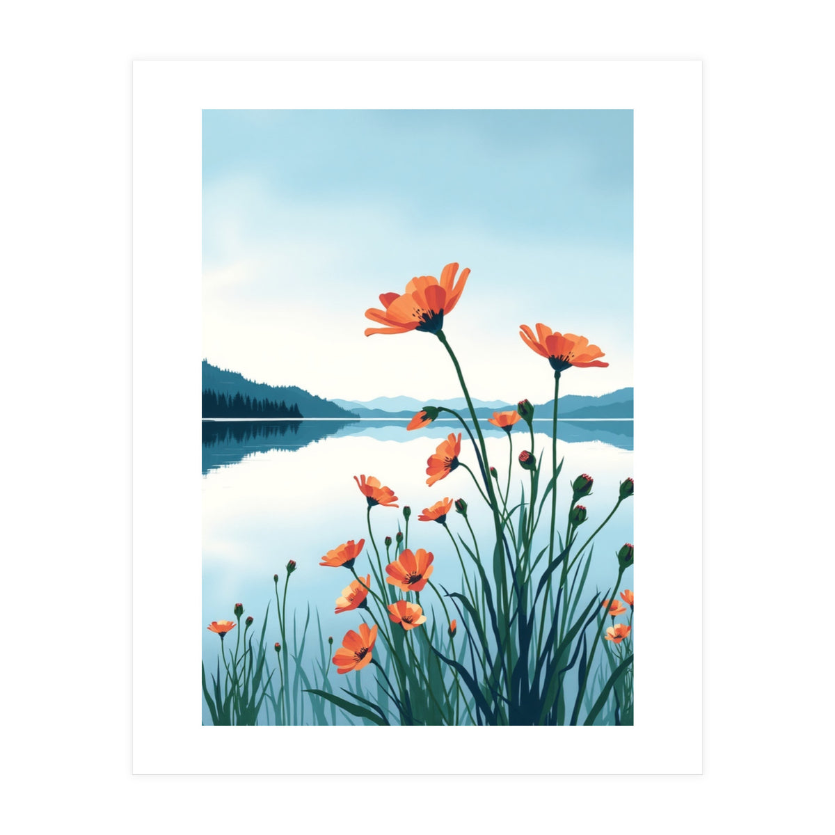 Flower And Lake (Print Only)