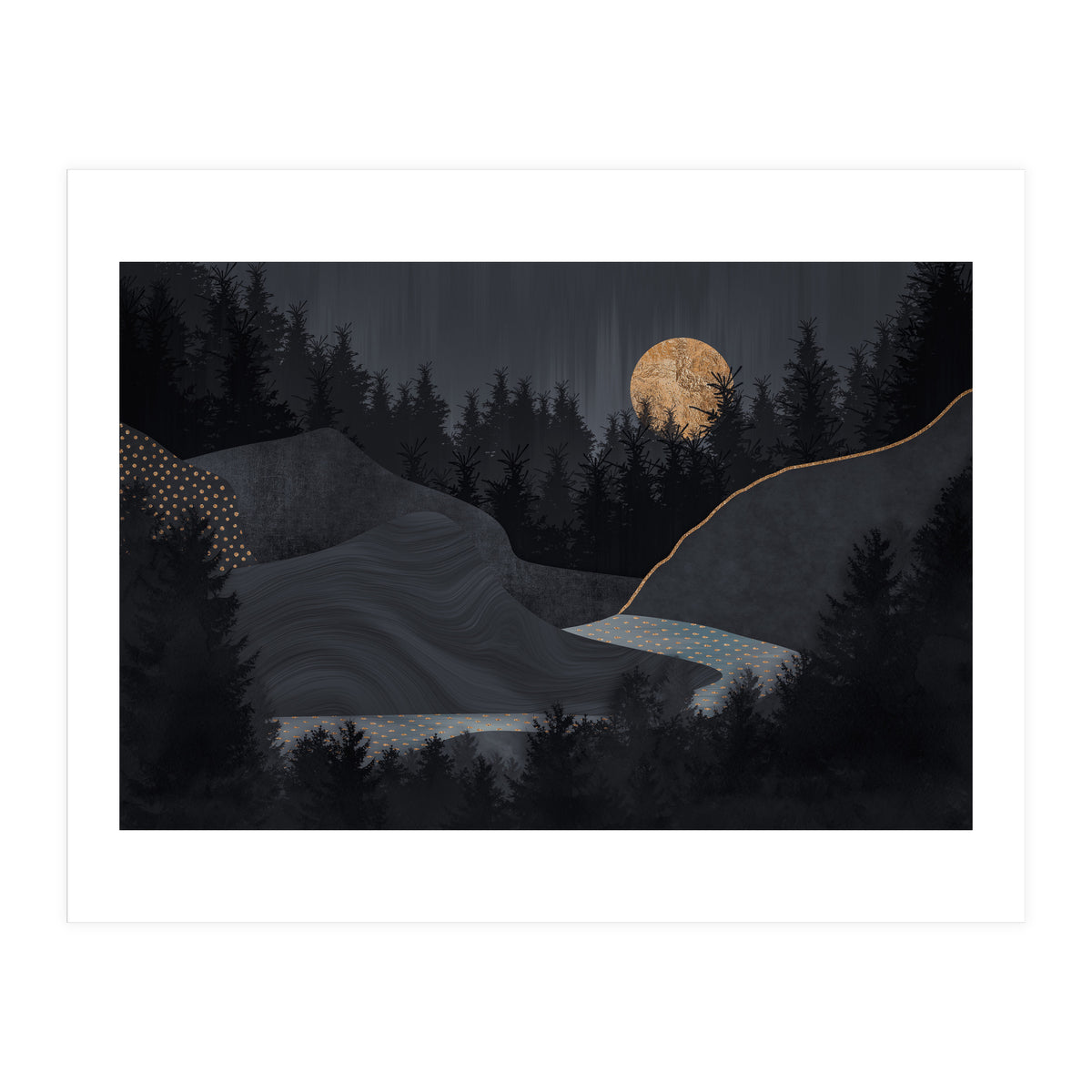 Abstract Landscape Midnight Moon (Print Only)
