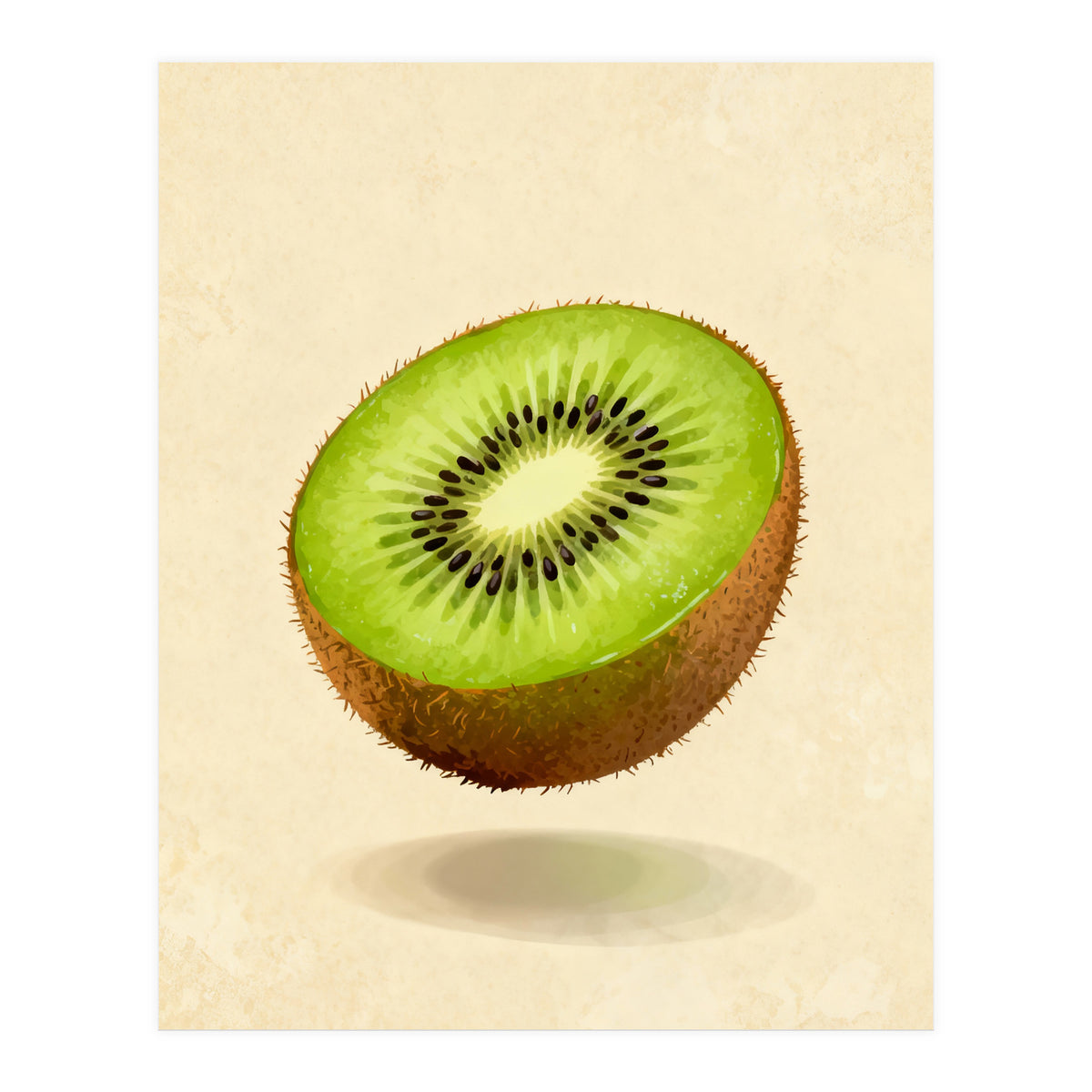 Kiwi Slice, Watercolor Fruit, Fresh Green Art (Print Only)