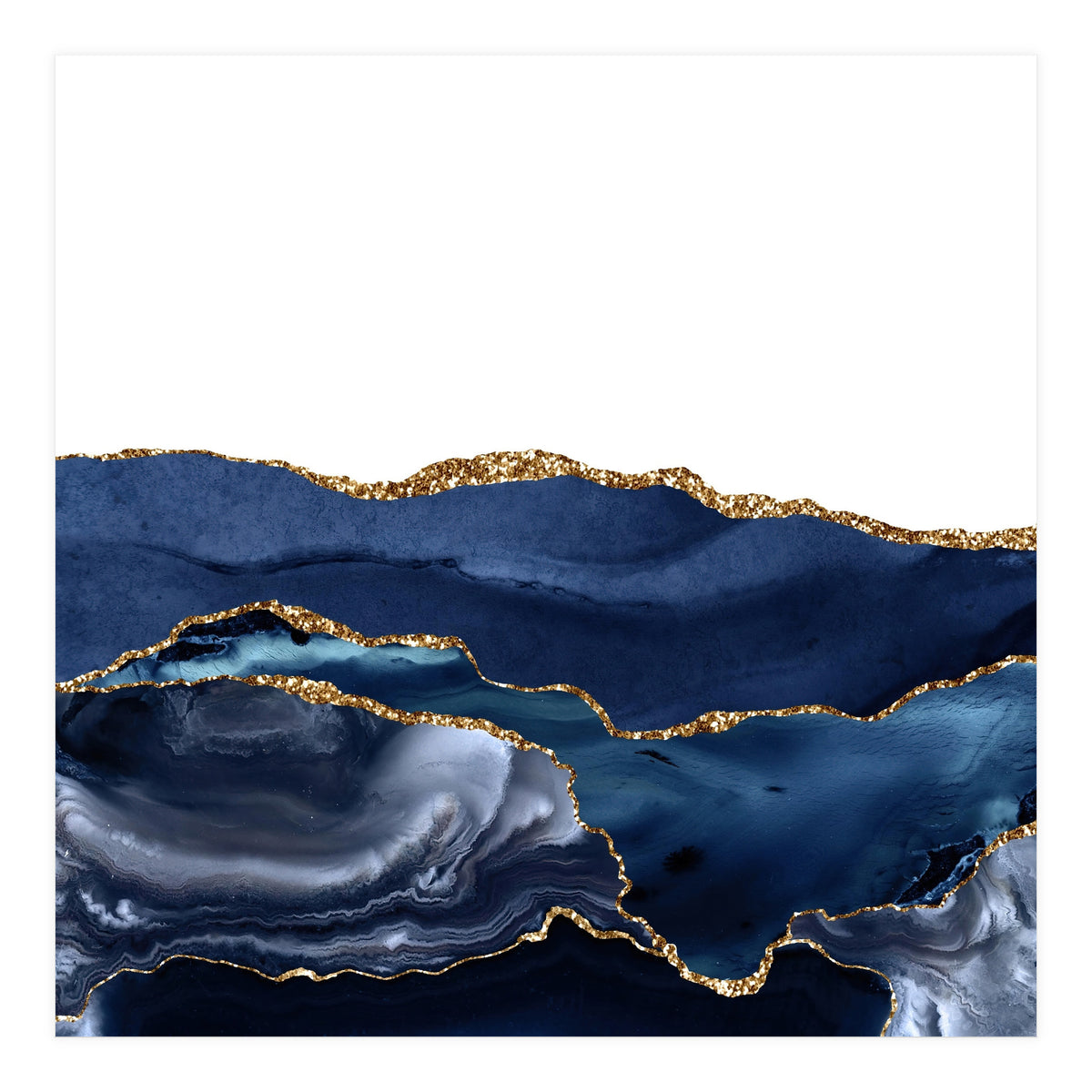 Navy & Gold Agate Texture 21  (Print Only)
