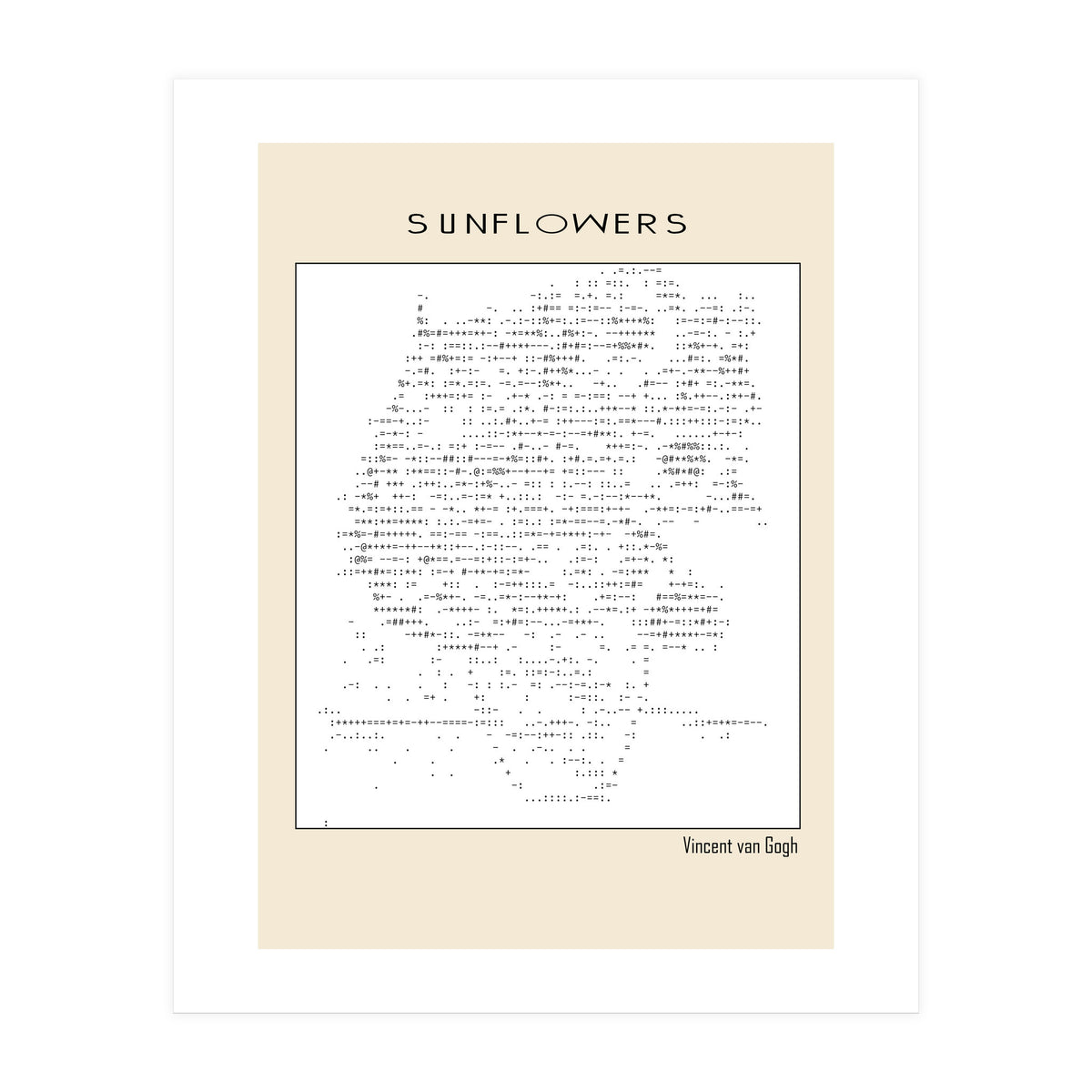 Sunflowers – Vincent van Gogh (1888) (ascii art) (Print Only)