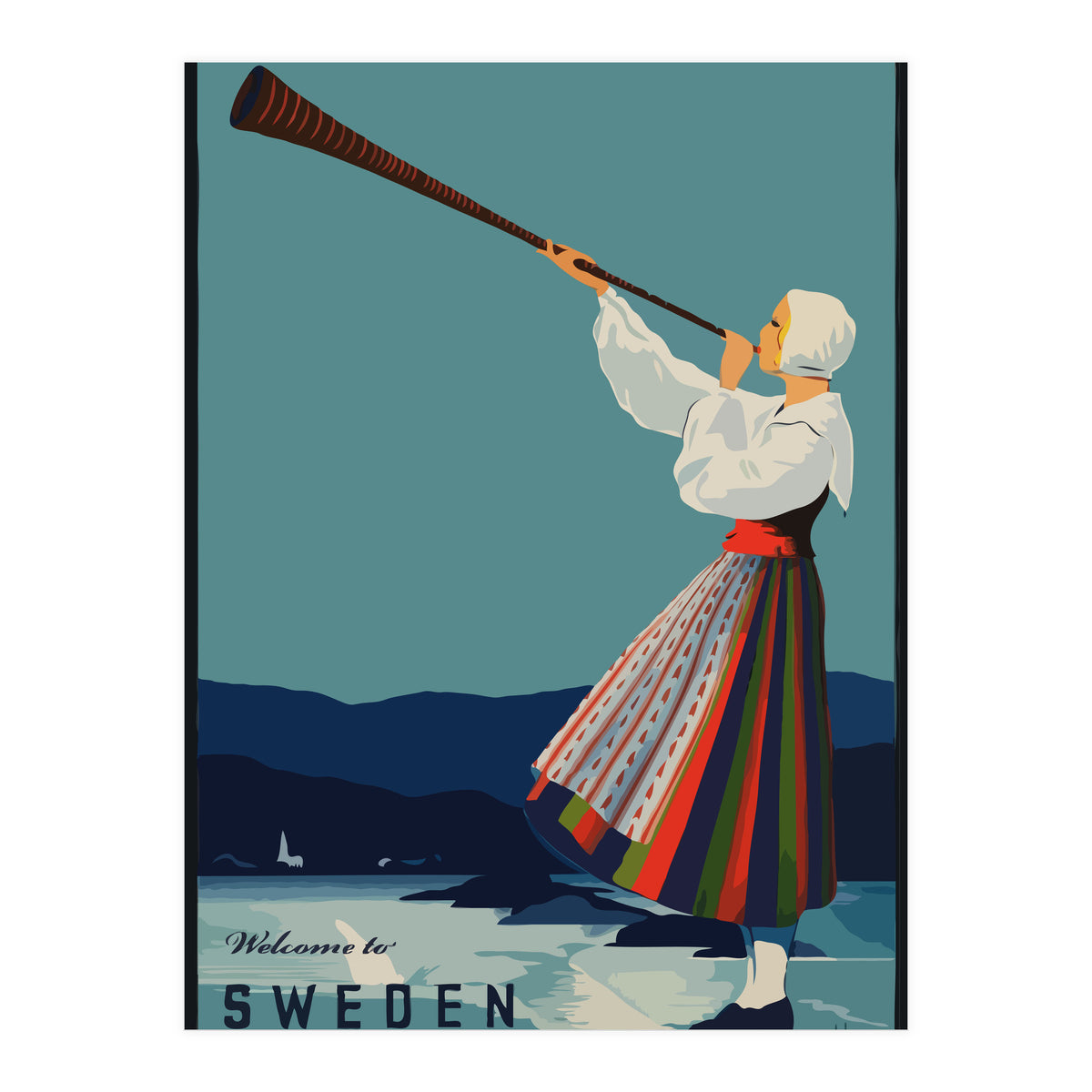 Sweden, Woman With Alp Horn (Print Only)