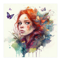Red Hair Butterfly Glance (Print Only)