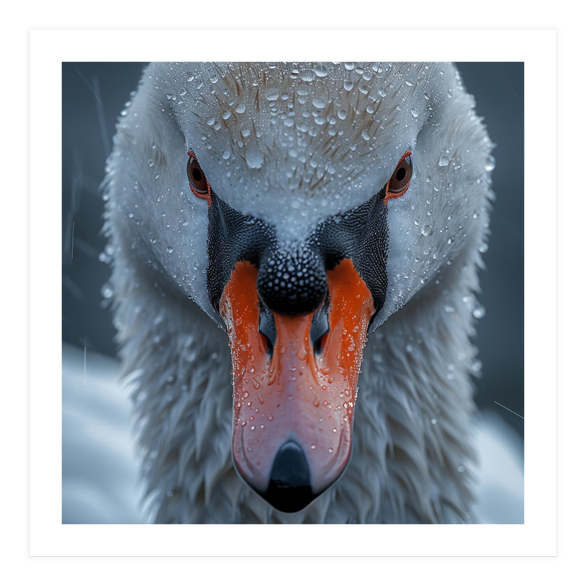 Close Up Of A Swan's Face With Water Droplets (Print Only)