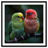 Two Lovebirds Sitting Together On A Branch thumbnail