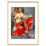 Pinup Girl Playing With Two Little Cats thumbnail