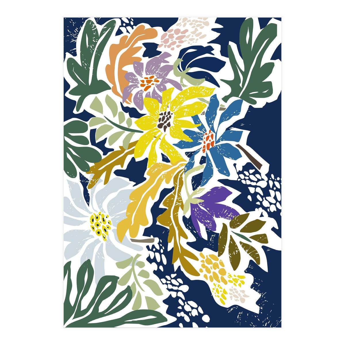 cosmopolitan flowers navy blue (Print Only)