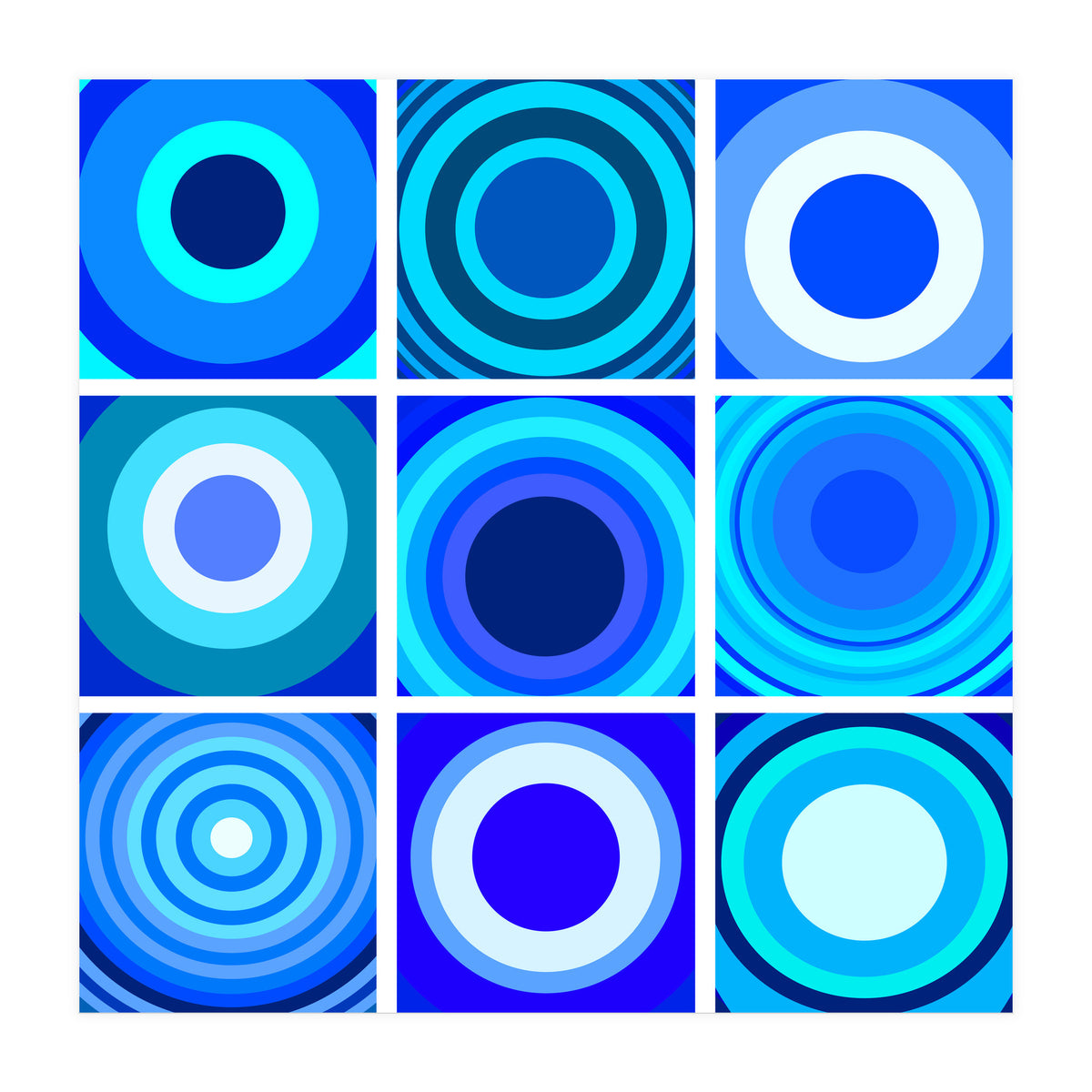 Circles & Rectangles Alt Blue 3 X 3: 4 (Print Only)