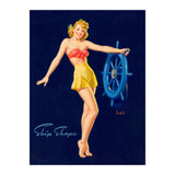Pinup Girl Is Posing With A Steering Wheel (Print Only) thumbnail