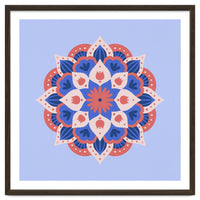 Mandala flower - blue and coral