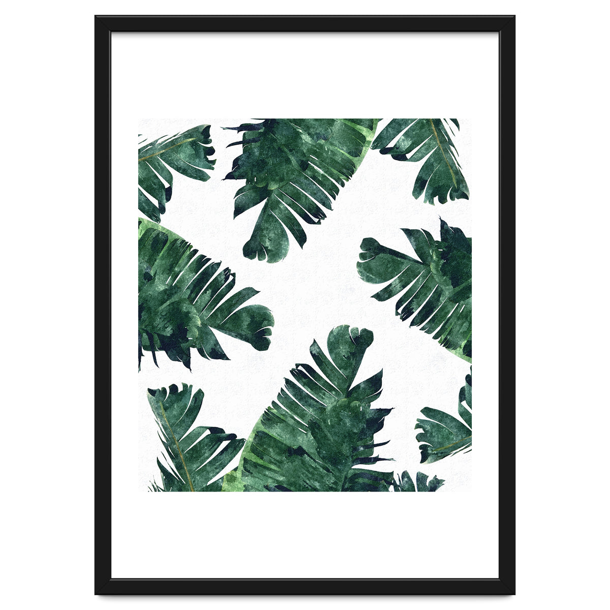 Banana Leaf Watercolor Painting, Tropical Nature Botanical Palm Illustration Bohemian Minimal Luxe