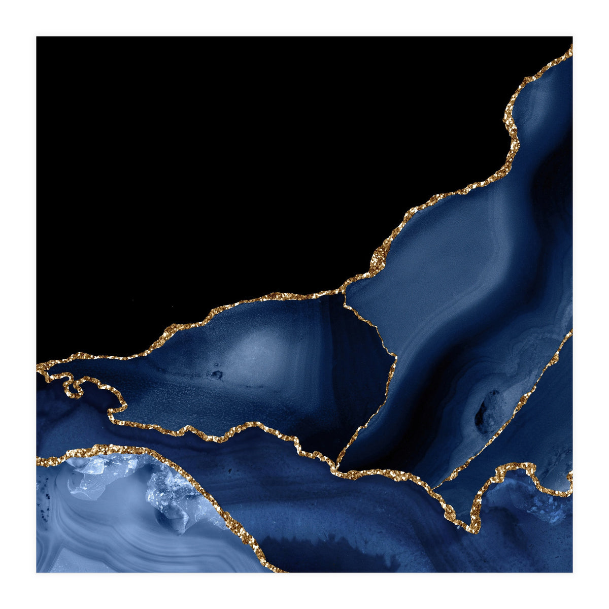 Navy & Gold Agate Texture 03  (Print Only)