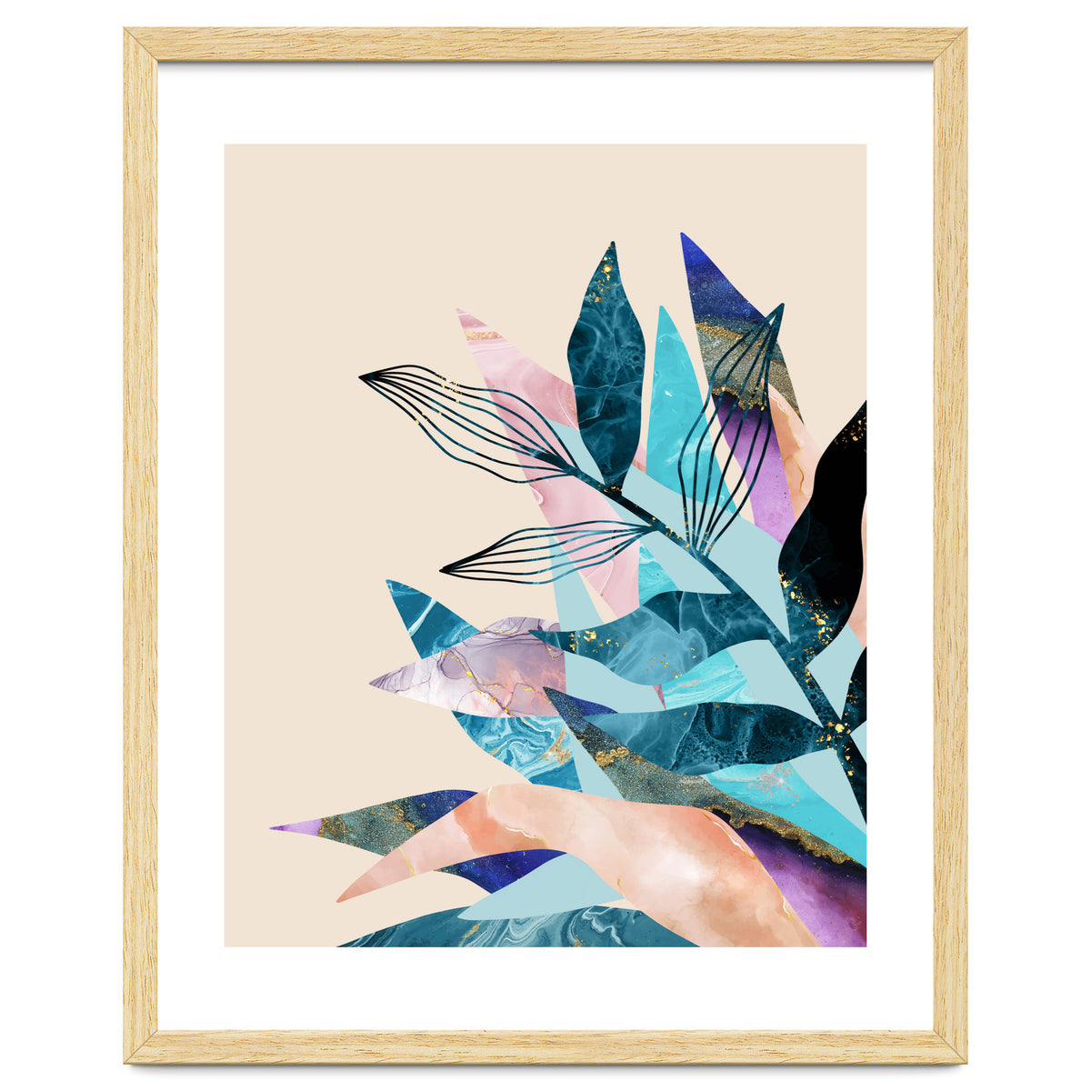 Marble Fantasy, Luxe Abstract Texture Botanical Concept, Eclectic Graphic Design Bohemian Contemporary