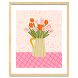 Tulips in a vase - pink and orange thumbnail