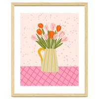 Tulips in a vase - pink and orange
