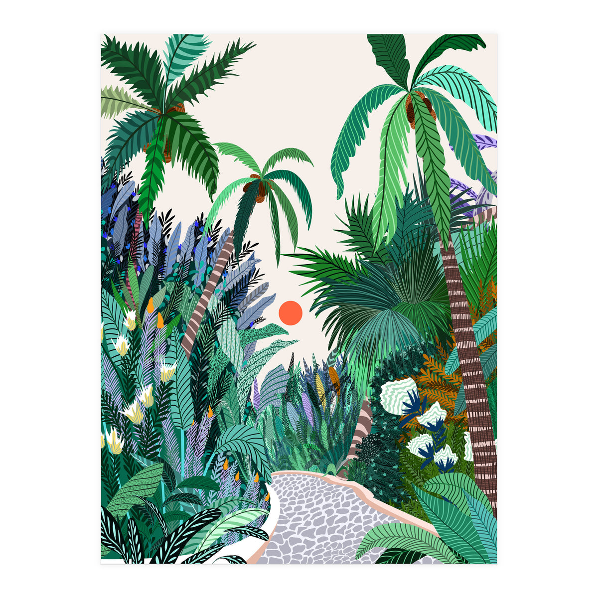The Urban Jungle Route, Botanical Tropical Nature Plants, Forest Bohemian Eclectic Trees, Exotic Garden Palm Travel Boho (Print Only)