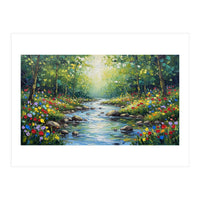 Sunlit Forest Stream (Print Only)