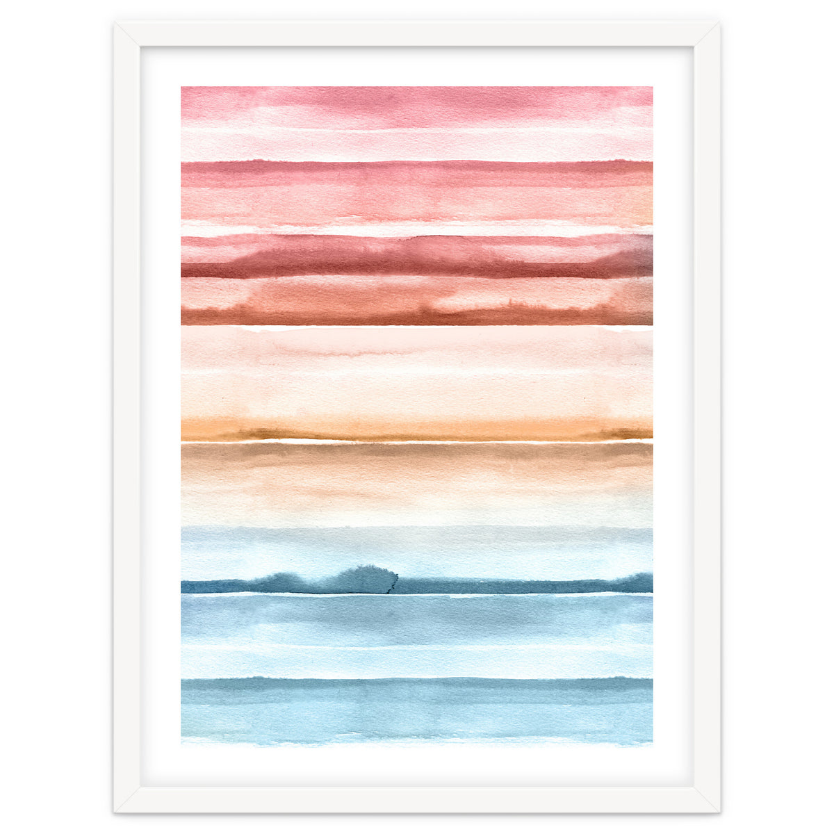 Watercolour Abstract Stripes Red Blue