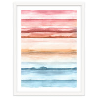 Watercolour Abstract Stripes Red Blue