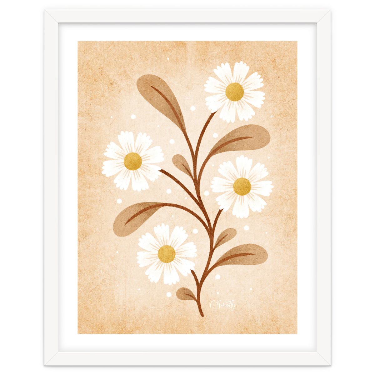 Vintage Beige Daisies