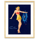 Pinup Girl Is Posing With A Steering Wheel thumbnail