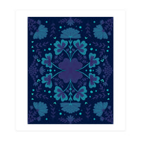 Clovers And Flowers Night Blue (Print Only)