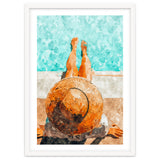 By The Pool All Day, Summer Travel Woman Swimming, Tropical Fashion Bohemian Painting thumbnail