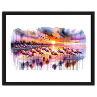 Flamingo Sunset On The Coast