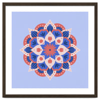 Mandala flower - blue and coral