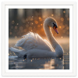 Majestic Swan Gliding On Water During Sunset Golden Hour Wildlife thumbnail