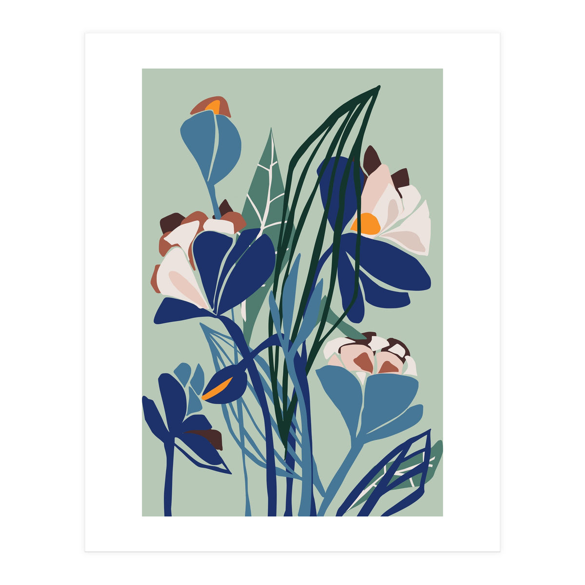 Florals At Night – Modern Illustration Light (Print Only)