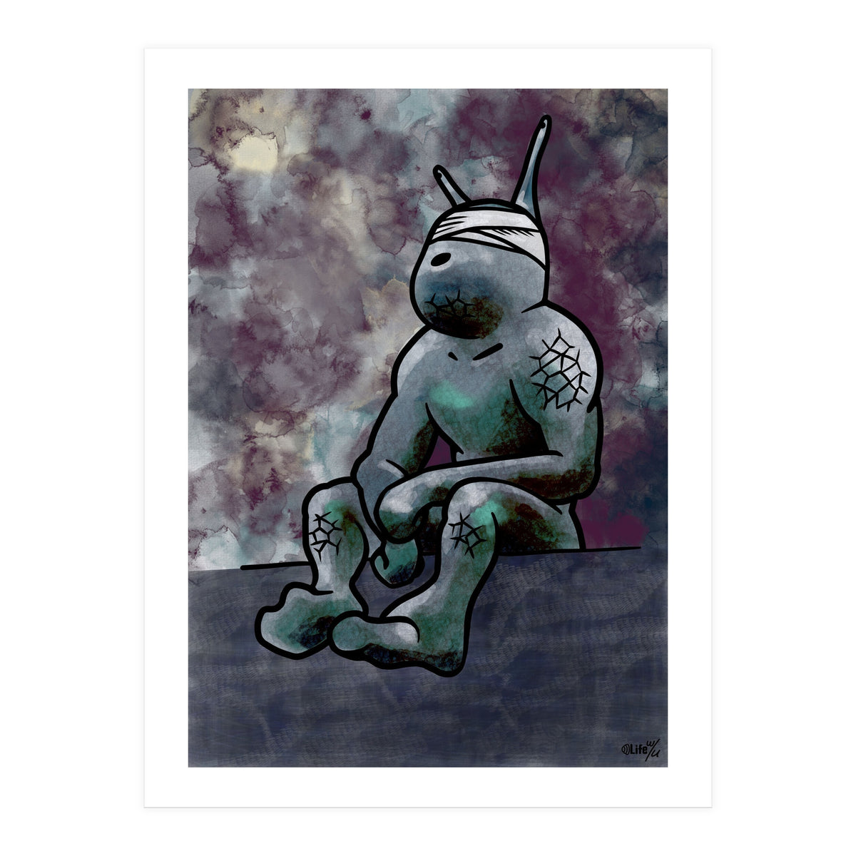 Sitting Sluggy (Lwuba 049 Meku Sitting Watercolor) (Print Only)