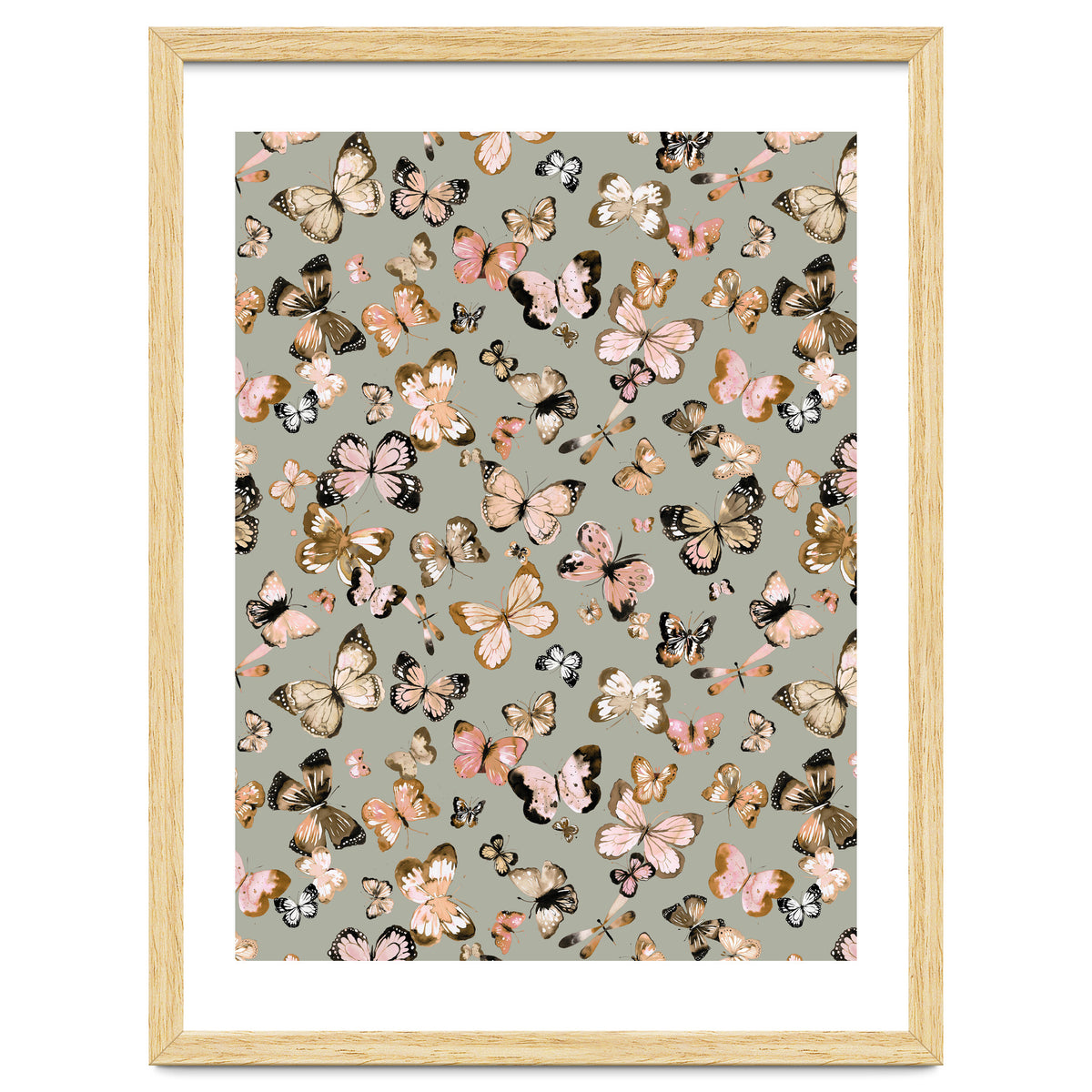 Flying Butterflies Gold Beige