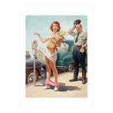 Sexy Pinup Shopping Girl And A Sudden Wind (Print Only) thumbnail