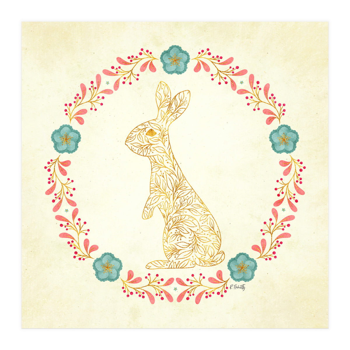 Floral Rabbit Wreath (Print Only)