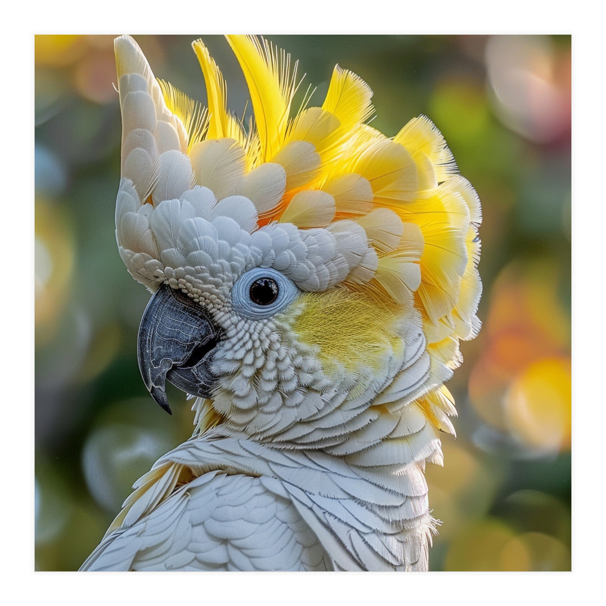 Yellow Crested Cockatoo Bird Close Up Portrait (Print Only)