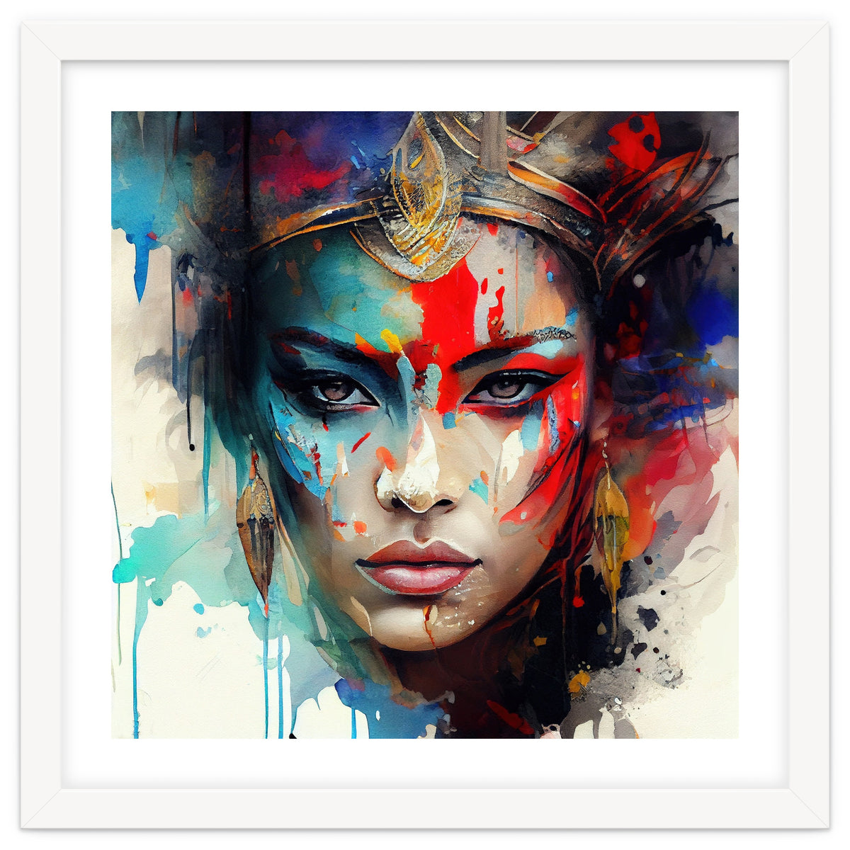 Crowned Mask Asian Warrior Portrait