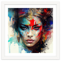 Crowned Mask Asian Warrior Portrait