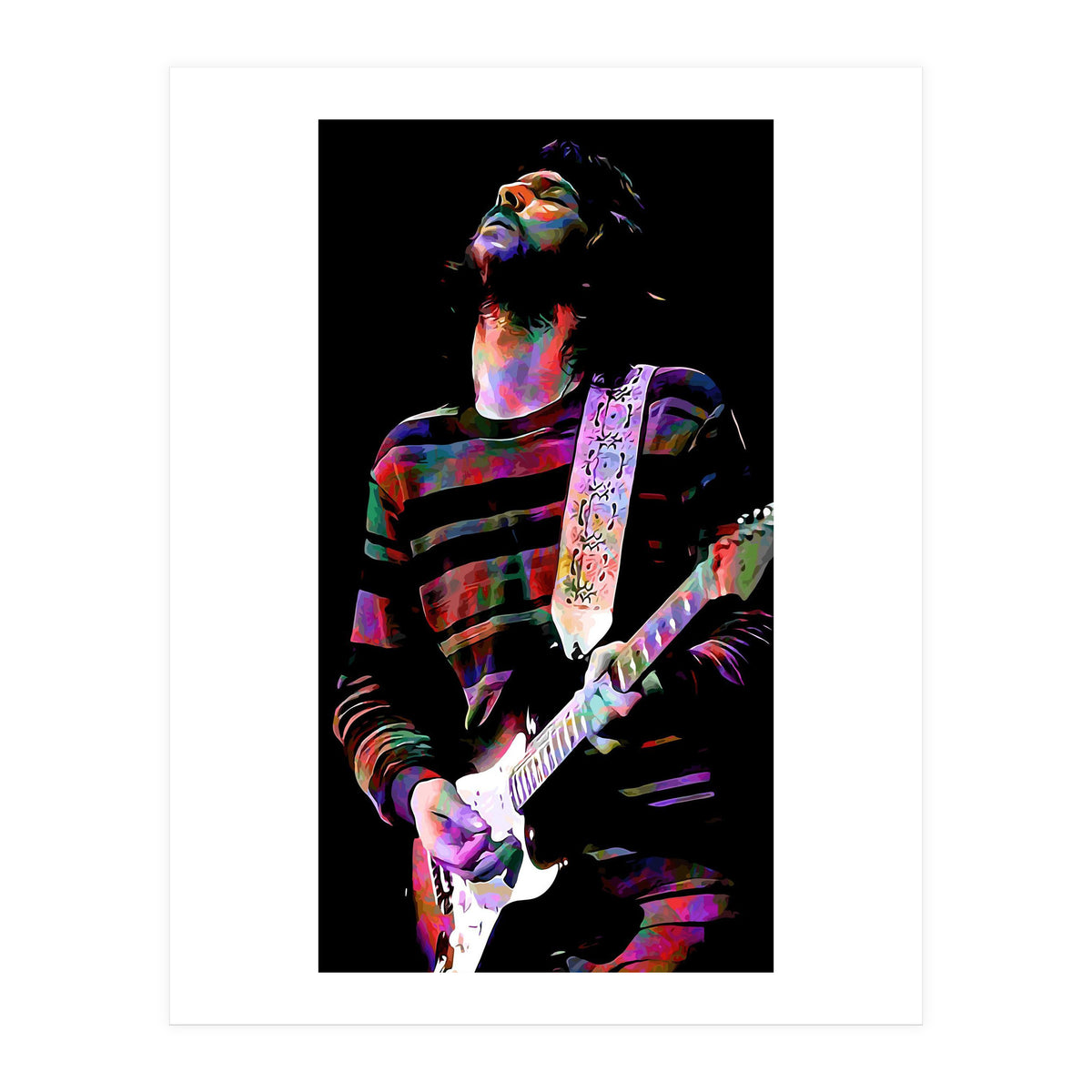 Eric Clapton American Rock and Blues Guitarist in Colorful (Print Only)