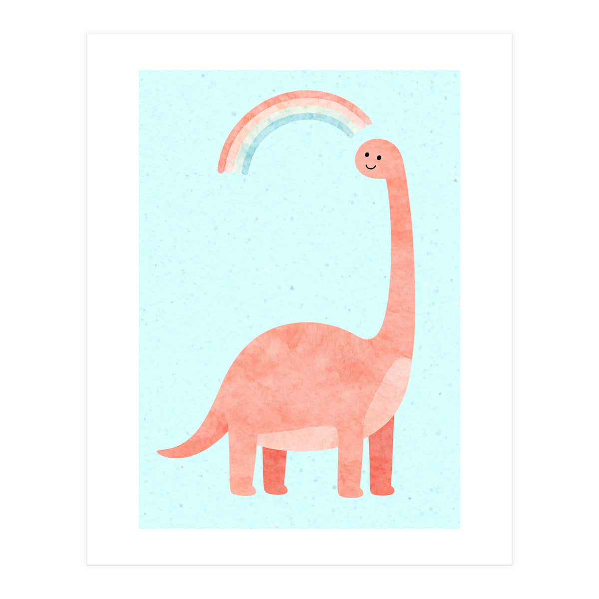 Rainbow Dinosaur Nursery Art, Cute diplodocus Watercolor, Pink Dino Illustration (Print Only)