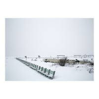 No people on a bench in the snowy winter (Print Only)