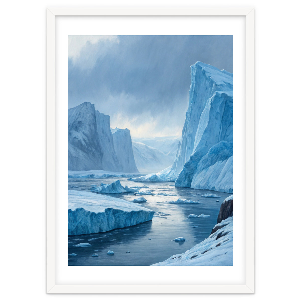Majestic Arctic Icebergs and Glacial Valley