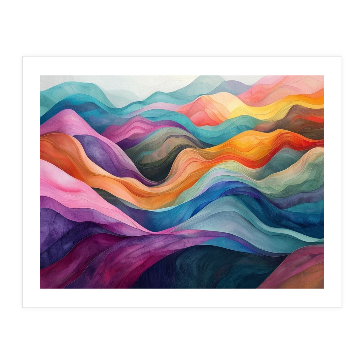 Colorful Abstract Wavy Landscape (Print Only)