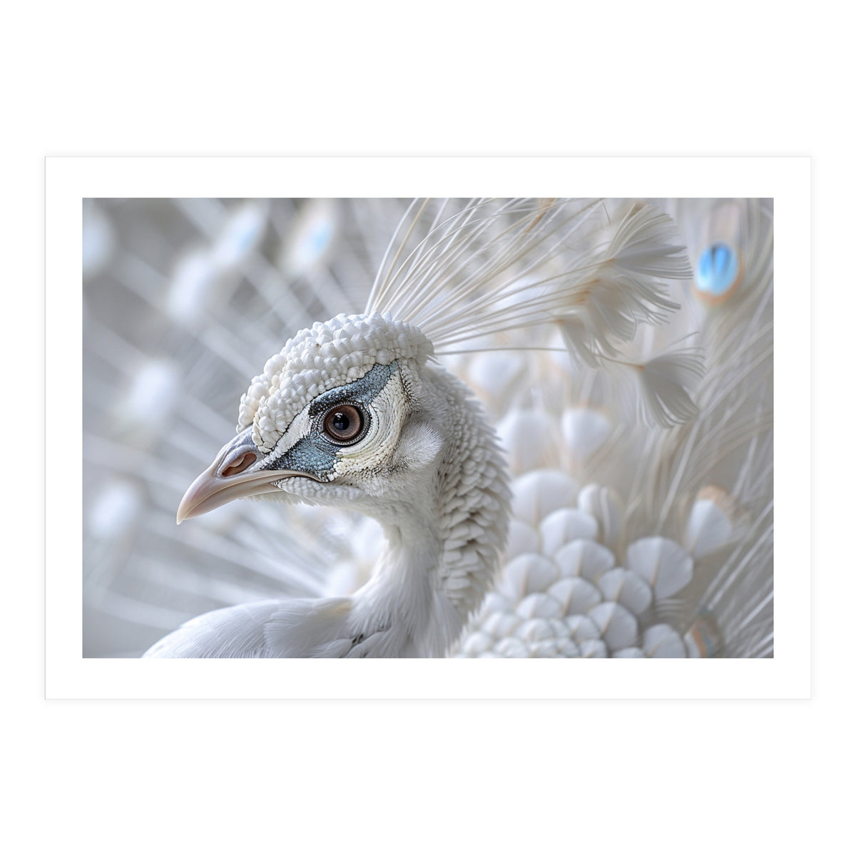 Close-up of a White Peacock (Print Only)