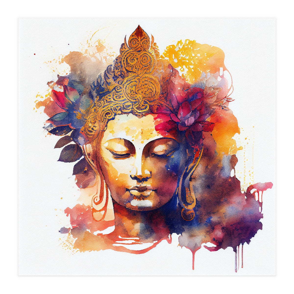 Lotus Bloom Buddha Portrait (Print Only)