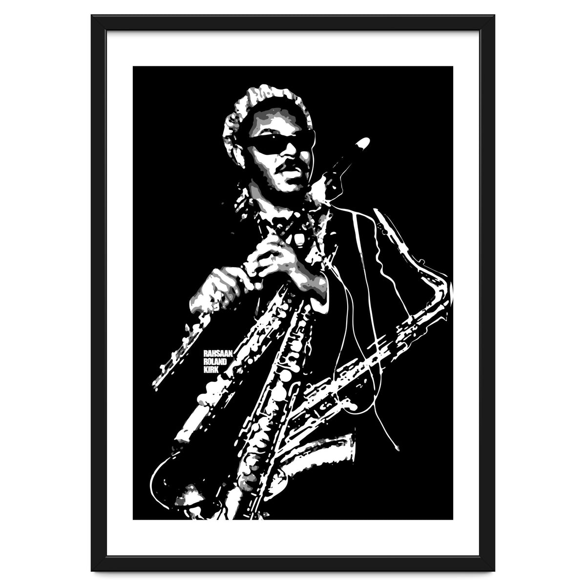 Rahsaan Roland Kirk American Jazz Multi-Instrumentalist in Grayscale