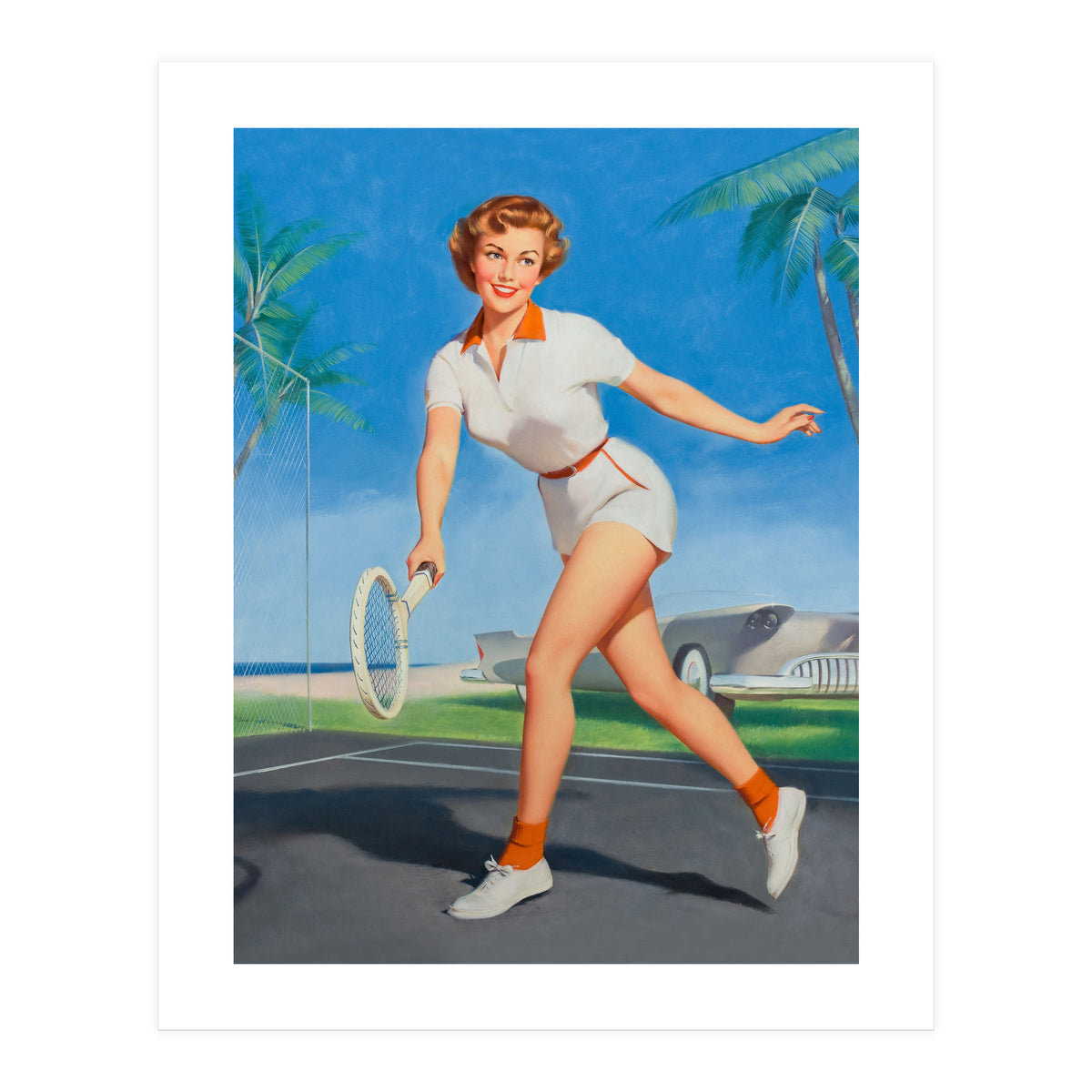 Pinup Girl On The Tennis Course (Print Only)