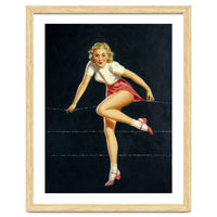 Pinup Girl Crossing The Barbed Wire