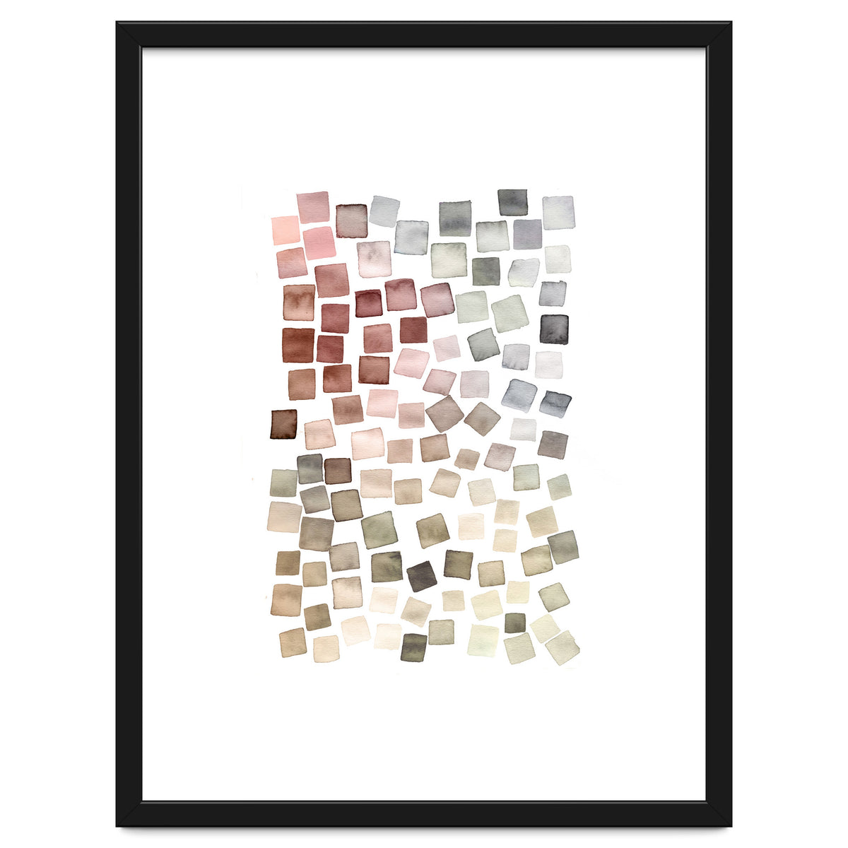 Watercolor Geometric Square Shapes Red